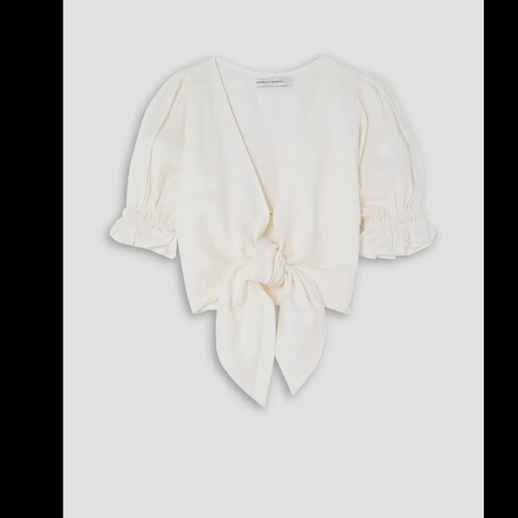 REVOLVE | Faithfull the Brand | Jamais Wrap Top white linen - Picture 2 of 9